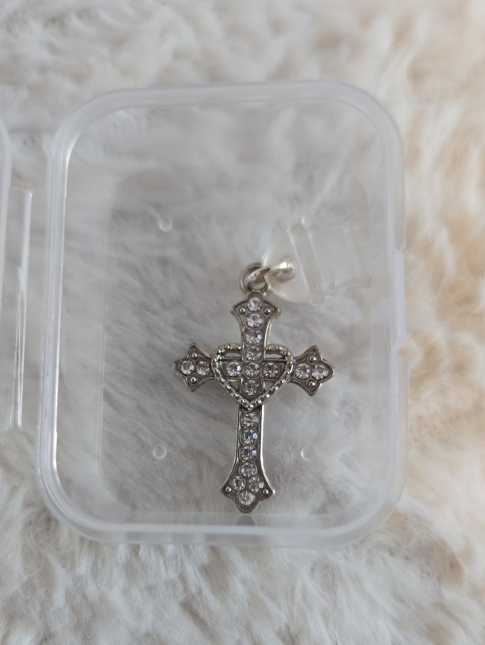Silver Crystal Cross Pendant - Silver